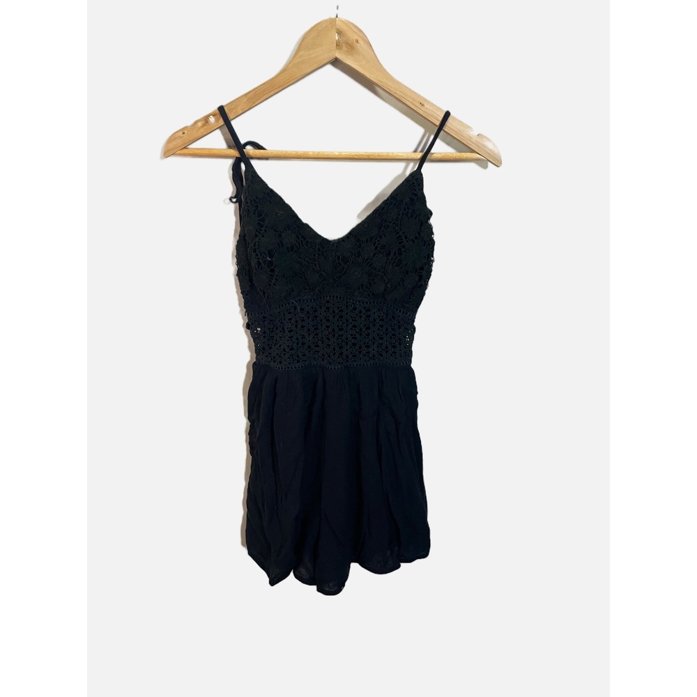 Abercrombie & Fitch Romper Womens Small Black Crochet Lace Boho Summer Festival